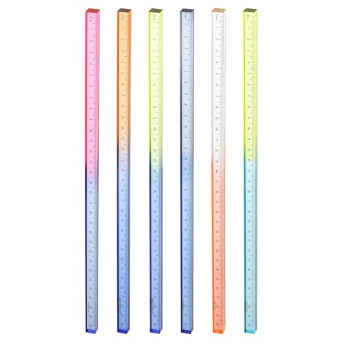 sourcing map 6pcs Acrylic Clear Straight Rulers 30cm Metric Transparent Gradient Three-Dimensional Plastic Ruler Square Cube Measuring Tool for Classroom Office, 6 Colors