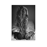 Art Canvas: Sexy Tattoo Girl - Black & White Wall Art, 24x36inch (60x90cm), For Living Room, Bedroom, Office Decor
