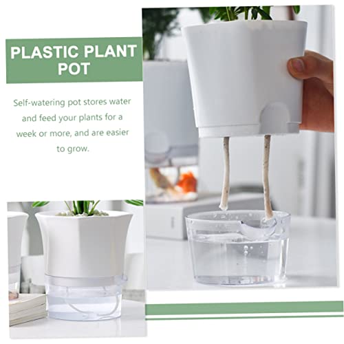 Bebemoko 9OX001ER26N332IOY8ZE0 Automatic Water Absorbent Pot Plants Pots Automatic Watering Planters Wicking Container Plant Pot Pots With Wick Self Watering Pot Plastic White thumb #6