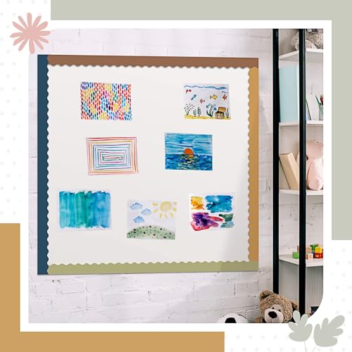 6 Rolls 196.8 ft Colorful Scalloped Bulletin Board Borders for Classroom & Poster Decorations, Spring & Summer Trim, Waterproof Paper, Perfect for Whiteboards, Chalkboards, and Walls
