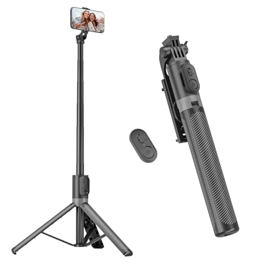 RISEOFLE 71” Phone Tripod & Selfie Stick, Portable All in One Extendable Cell Phone Tripod Stand, with Wireless Remote Control for iPhone/Samsung/Android/Camera