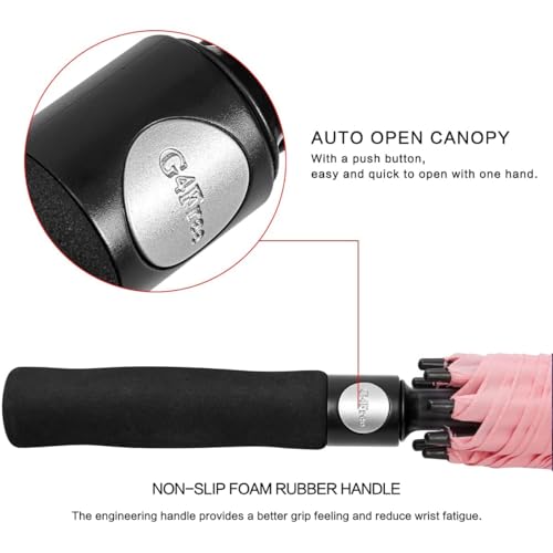 G4Free 68 Inch Automatic Open Golf Umbrella Extra Large Oversize Double Canopy Vented Windproof Waterproof Stick Umbrellas (Light Pink)