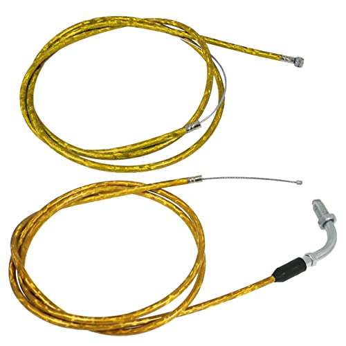 Image of 59 inch Clutch Cable Line and 51 inch Gas Throttle Cable for 2 Stroke 49cc 50cc 60cc 80cc 100cc Motorized Bicycle Push Bike Parts yellow