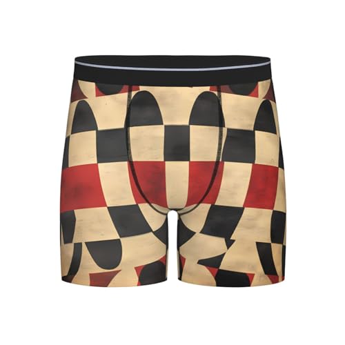 WBQLSL Men's Retro Plaid Printed Medium Boxer Briefs - All-day Coolness and Comfort, Long Size (S-2XL) Black