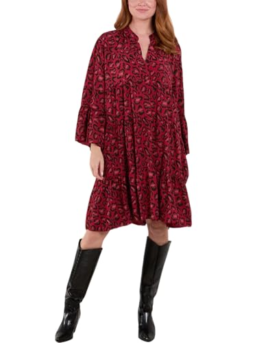 utcoco Womens 2025 Leopard Print Summer Mini Dress Casual V Neck Trumpet Long Sleeve Ruffle A Line Dresses (Large, Red)