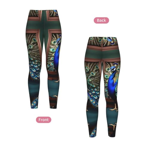 Leggings de compresión estampados para mujer mallas de pavo real suaves para entrenamiento 4