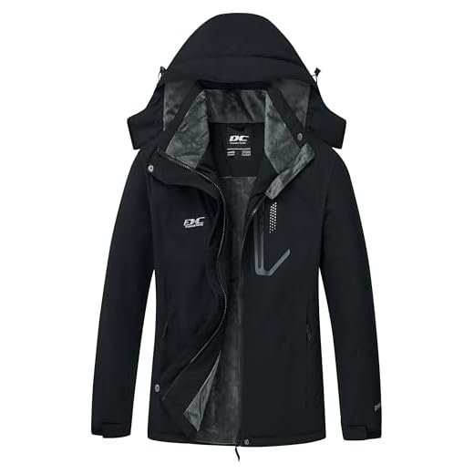 DCmount Winterjacke Damen Winddicht Skijacke Damen warm Fleecejacke wasserdicht verdickt gefüttert Funktionsjacke mit abnehmbarer Kapuze