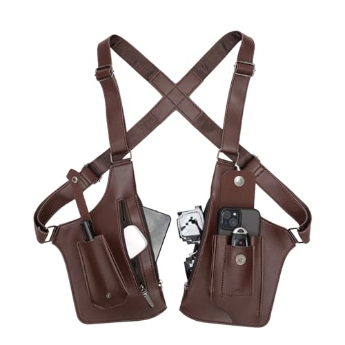 Premium Leather Shoulder Bag for Men, Double Shoulder Armpit Bag Fashion Underarm Holster Wallet Adjustable PU Leather Waterproof Anti-Theft Harness for Men- Boyfriend, Father, Teen Gifts