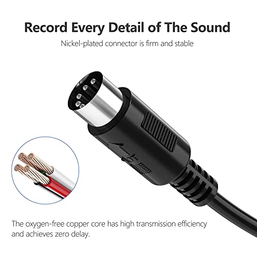 MIDI Cable, Ancable 2-Pack 1-Feet Male to Male 5-Pin MIDI Cable Compatible with MIDI Keyboard, Keyboard Synth, Rack Synth, Sampler, External Sound Card, Sound Source and Other Music Gear