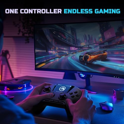 Manba One Built-in Display Wireless Controller for PC/Switch/Switch 2/iOS/Android with Charging Dock,Hall Effect Joystick & Triggers, Adjust RGB Lighting, 1800mAh Battery (Dark Black) - 5