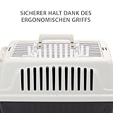 Ferplast Katzentransportbox, kleine mittelgroße Hundetransportbox, Hunde und Katzen bis 15 kg, mit Kissen und Napf, Lüftungsschlitze, 40x60xH38 cm, Transportbehälter Atlas 30 Open
