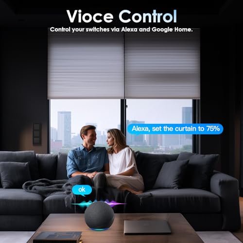 BSEED Doppel Smart Lichtschalter mit WLAN Rollladenschalter,Smart Jalousien Schalter,PC Rahmen,Ben&ouml;tigt Nullleiter,WiFi Rolladen Zeitschaltuhr,kompatibel mit Alexa/Google Home,2 Fach 1Weg,Schwarz