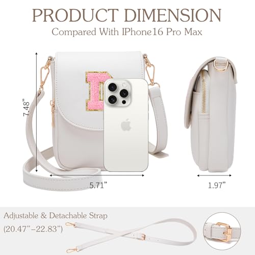 Image of Viverte Crossbody Purse for Teen Girls Small Initial Cell Phone Toddler Purse Leather Triple Compartment Crossbody Bags