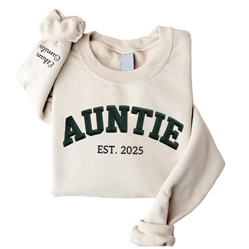 Customize Embroidered Sweatshirt, Personalized Faux Fur Text, Gifts for Mama, Mom, Grandma, Mimi, Auntie, Christmas