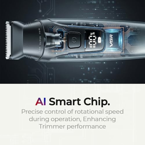 Image of VGR V-634 Professional 4-in-1 Grooming Kit for Men, 90 Min Runtime, Ceramic Precision Blades, IPX7 Washable, USB Type-C Fast Charging, 9 Guide Combs (2 /4 /6mm Hair & Body, 3 /5 /7mm Shaver) (Grey)