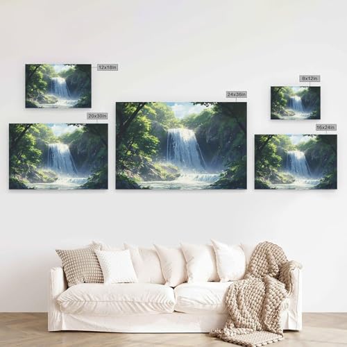 Toile murale abstraite de forêt cascade évocation nature apaisante - 2