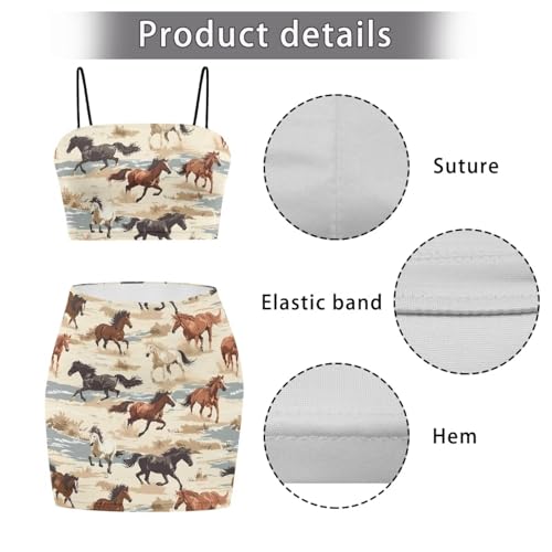 Image of Biyejit Women's 2 Piece Summer Outfits Spaghetti Strap Crop Tops and Bodycon Mini Skirt Dress Set Plus Size S-4XL