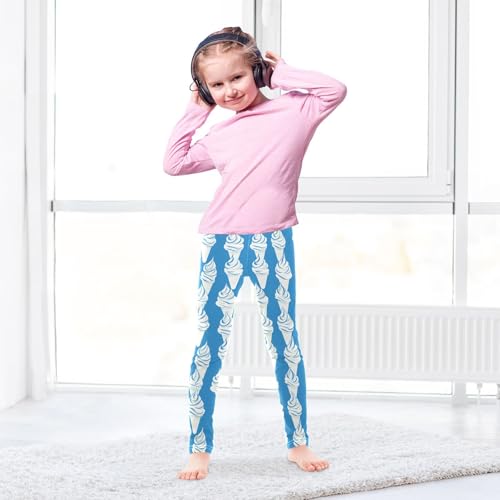 White Blue Ice Cream Girls Casual Leggings for Kids Printed Long Pant Bottoms Stretch and Soft4