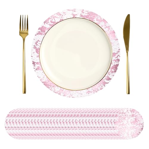 Napperons de table de fête jetables ronds rose en lot de 50 - 2