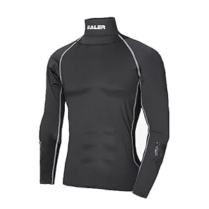 EALER Hockey Compression Shirt with Neck Guard, Neck Protect Long Sleeve Shirt