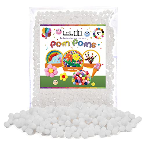 Caydo 500 Pieces 1cm White Pom Poms Mini Craft Pom Poms Balls for DIY Art Creative Crafts Valentines Day Decorations