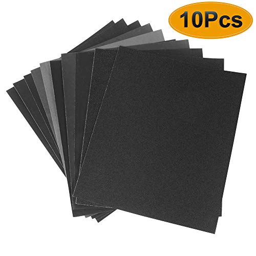 Hicdaw 10Pcs Wet and Dry Sandpaper High Grit Sandpaper for Wood Furniture Finishing