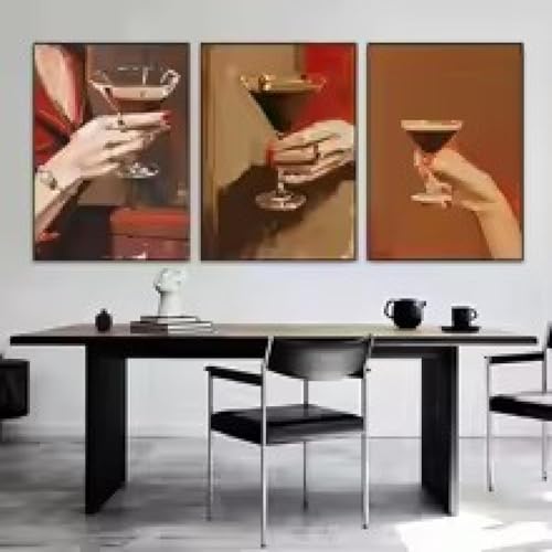 Toile vintage femme au verre de vin pour déco murale de bar
