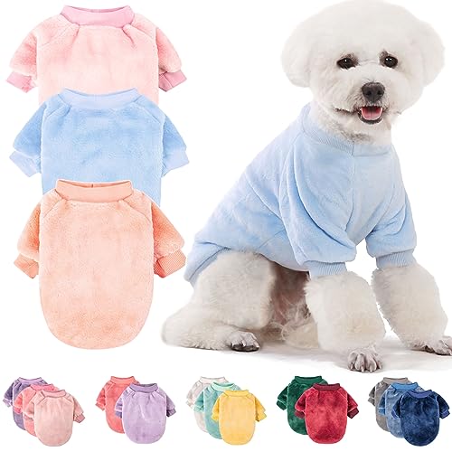 Image of FabriCastle Dog Sweaters, 3-Pack Dog Clothes for Small Female Dogs & Cats, Soft and Warm Pet Coats XXS - XL, Winter Pet Jackets, Doggy Apparel Costumes Outfits (Ballet Pink,SkyBlue,Peach, Large)