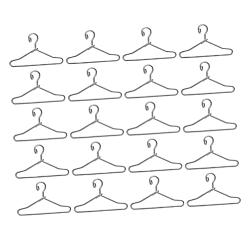 KOMBIUDA 25pcs Doll Hanger Miniature Dolls Clothes Rack Hangers Lightweight Doll Dress Hanger Babydoll Doll Dress Organizer Sturdy Doll Clothing Rack Little Hangers Silver Metal