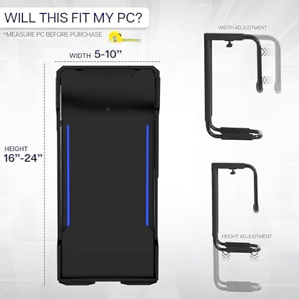 VIVO Прочный регулируемый кронштейн для компьютера под столом держатель для системного блока с надежной фиксацией выдерживает нагрузку до 30 кг черный MOUNT-PC04B
