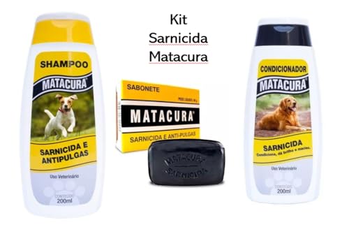 Kit Sarnicida Matacura - Shampoo 200ml + Condicionador 200ml + Sabonete 80g - Suave - Cachorros - Ki