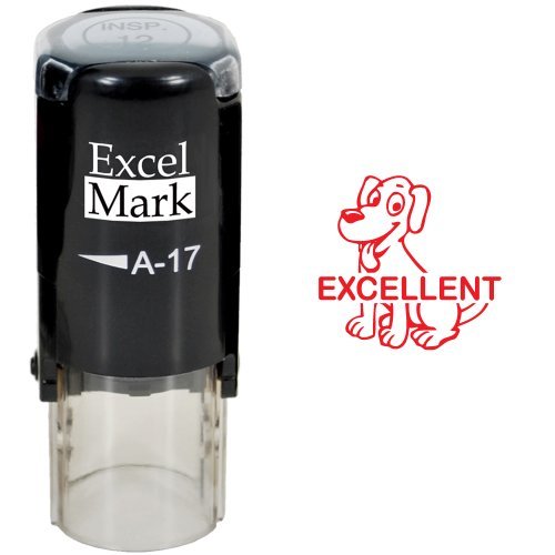 Excellent Dog - ExcelMark Self-Inking Round Teacher Stamp - Red Ink - //coolthings.us