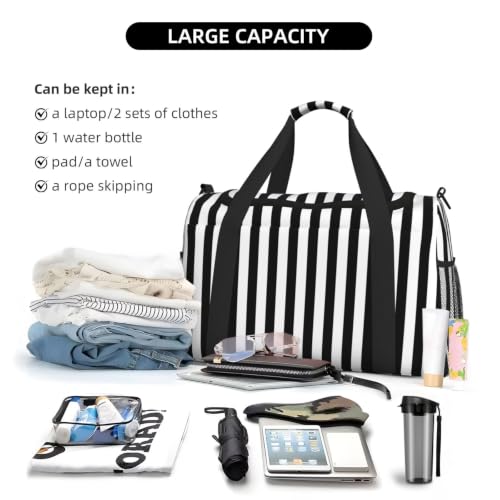 Bolsa de viaje impermeable con rayas y diseño plegable de gran capacidad para el gimnasio 6