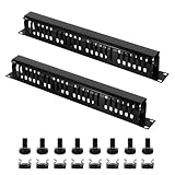 2 Pack 19 Inch 1U Server Rack Cable Management -24 Slot Horizontal Rack Mount Cable Manager with Rack Screws - Wire Raceway Duct Channel Track Cord Organizer with Cover for Server Rack & Cabinet