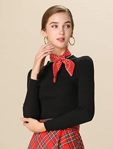 uxcell Women's Floral Leopard Polka Dots Striped Print Square Kerchief Neck Scarf Shawl2