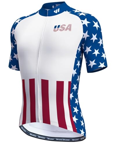 Lo.gas USA Cycling Jersey Men Short Sleeve Bike Biking Shirts American Flag Road Bicycle Clothing...