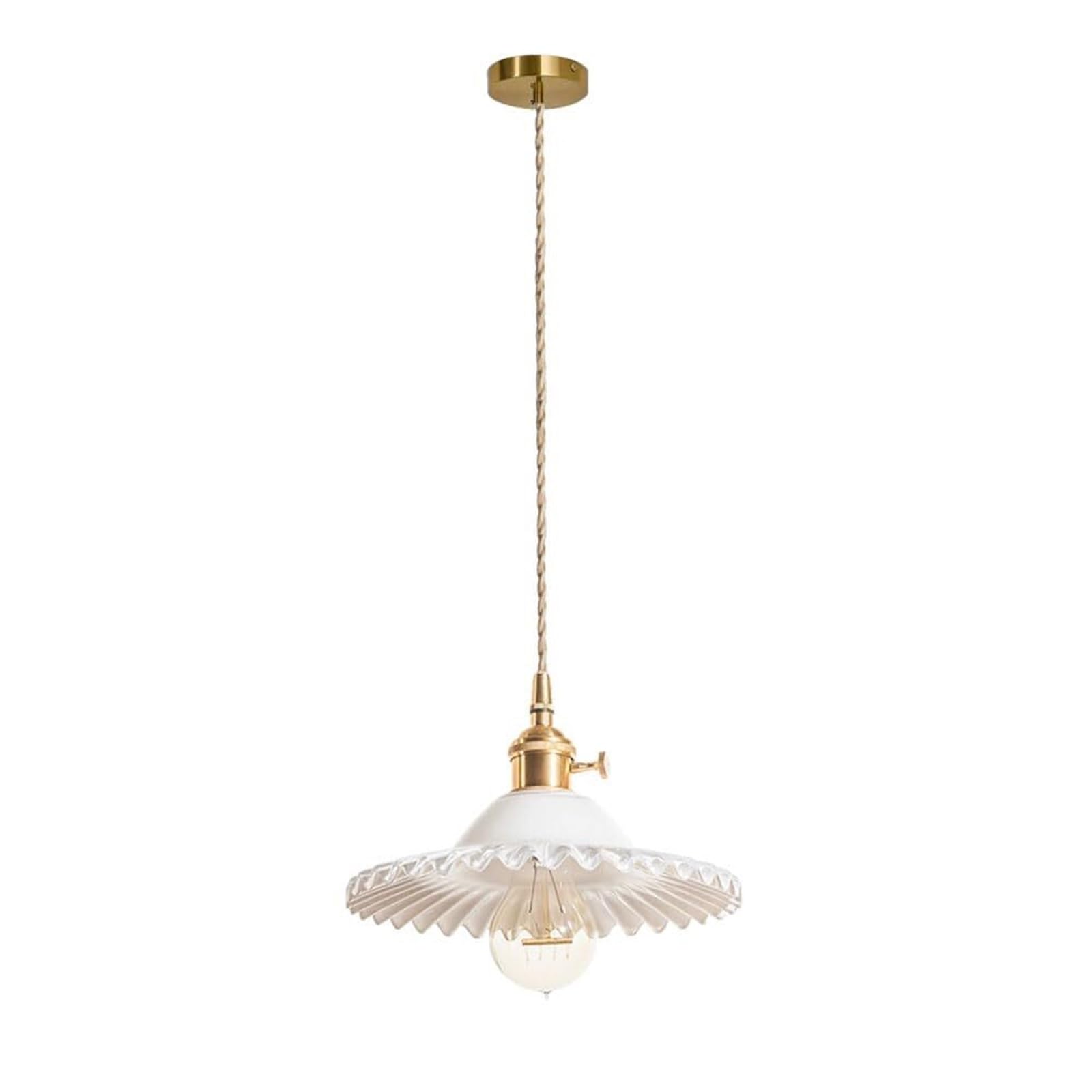 KHUKHU Creative Apron-Shaped Glass Chandelier Lampshade, Nordic Style Glass Hanging Lamp, E26 Light Source Single Pendant Light, Restaurant Bar Ceiling Light Fixtures, Embedded Ceiling Lamp(B)