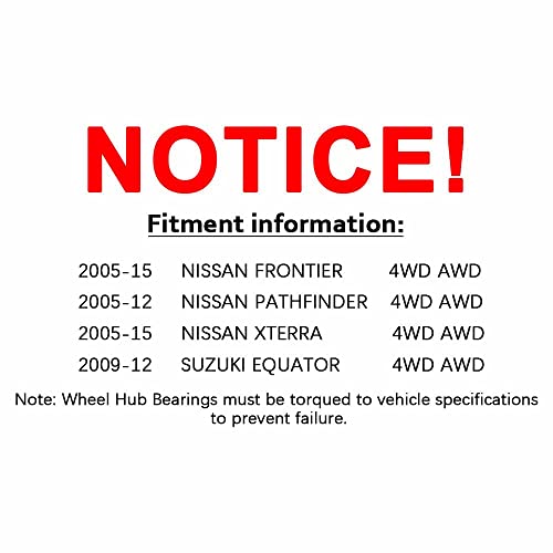 Mayasaf 515065 [4Wd/Awd Only, 6 Lugs, 2 Pack] Front Wheel Hub Bearing Assembly W/Abs For 2005-2015 Frontier/Xterra, 2005-2012 Pathfinder, 2009-2012 Equator (4X4 Only, 2Pcs) #TOP6