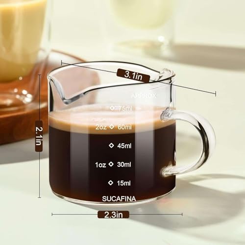 Set de 2 vasos medidores espresso con doble pico y asa miniatura 2