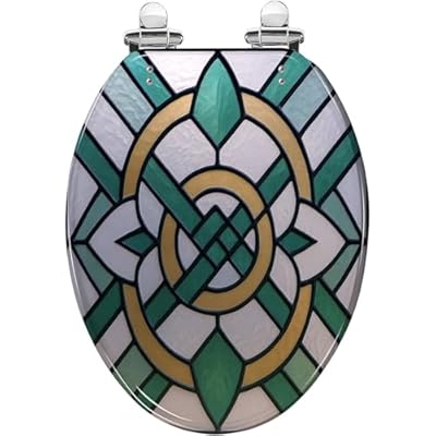 Elongated Toilet Seat Colored stained glass windows church Spain Resin Toilet Seat Slow Quiet Close Lid with Quick-Release Hinges Cover Bumpers Easy to Clean Install