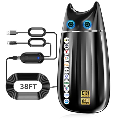 Best 4K Digital Antenna for TV 8 3200+ Miles Strongest TV Antenna, 2026 Digital Antenna for Smart TV Indoor, Long Range 360° Reception Local Channels HDTV Antennas with Amplifier, Support 4K 8K 1080P for Smart/Old TVs-38FT Coax Cable