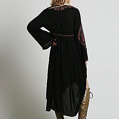 R.Vivimos Womens V Neck Bell Sleeve Vintage Floral Embroidered High Low Long Dresses3