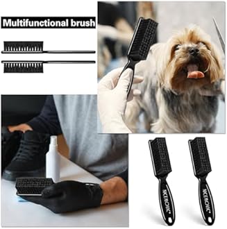 NICEMOVIC Barber Clipper Brushes, 10 Pcs Plastic Handle Nylon Bristles Cleaning Brush, Multifunctional Cleaning Supplies for Hair Styling Tools, Kitchen Sink, Shoes (Black)