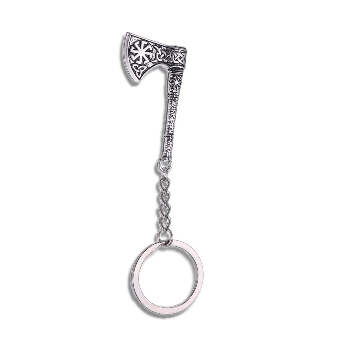 Unisex Silver Viking Axe Keyring Nordic Rune Warrior Symbol Amulet Keychain Charm Gift For Men