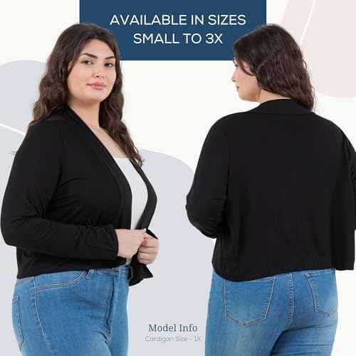 Azules Cropped Cardigan for Women - Open Front Drape, Lightweight Cardigan Jacket Sweater - Long Sleeves Women's Cardigans3