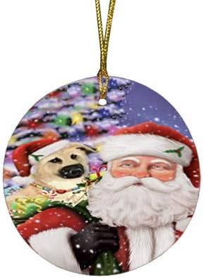 Christmas Express Delivery Red Truck Running Chinook Dogs Round Flat Ornament - Pet Decorative Hanging Ornaments for Christmas X-mas Tree Decorations - 2.75" Round Christmas Ornament