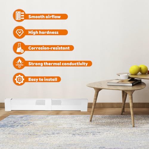 Image of Baseboard Heater Cover, Adjustable Length from 3FT to 6FT, Including Left and Right End Covers, High Carbon Steel, Total Length of 6FT，Easy Installation