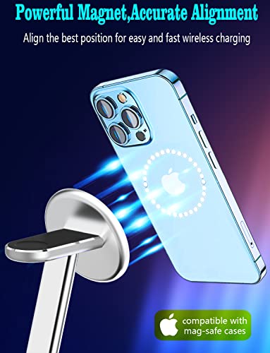 Aluminum Alloy 3 In 1 Magnetic Wireless Charging Station,Fast Wireless Charging Compatible With Magsafe Charger Stand For Iphone 14 13 12 Pro/Pro Max/Mini/14 Plus,Apple Watch 8 7 Se 6 5 4 3 2,Airpods #TOP4