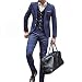 NSBS Mens 3 Piece Classic Tweed Herringbone Check Tan Slim Fit Vintage Suit