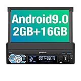 PUMPKIN Android 9.0 Single Din Car Stereo with Navigation, WiFi, Built-in DSP, Support Backup Camera, AUX, Android Auto, SD USB, 7 Inch Flip Out Touch Screen